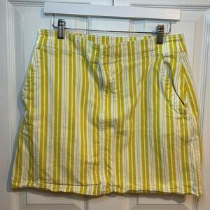 LOFT Skirt Womens Yellow White Striped A-Line Cotton Blend Stretch Pockets Sz 6